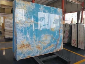 Blue Onyx Slab Translucent Interior Wall Panel