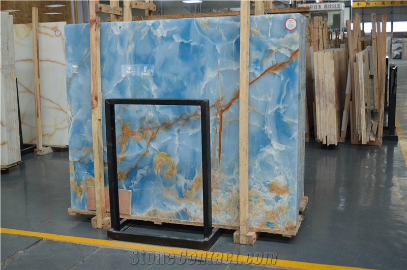 Blue Onyx Slab Translucent Interior Wall Panel