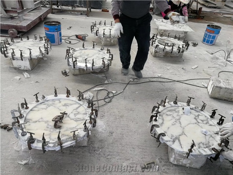 Calacatta Carrara White Marble Round Coffee Table