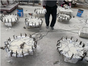 Calacatta Carrara White Marble Round Coffee Table Calacatta Carrara White Marble Round Coffee Table