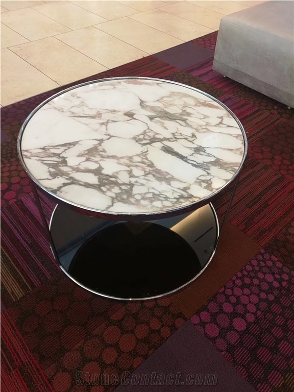 Calacatta Carrara White Marble Round Coffee Table