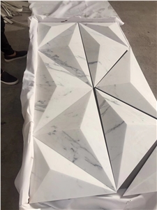 Carrara White Cnc Marble Interior 3d Wall Panel