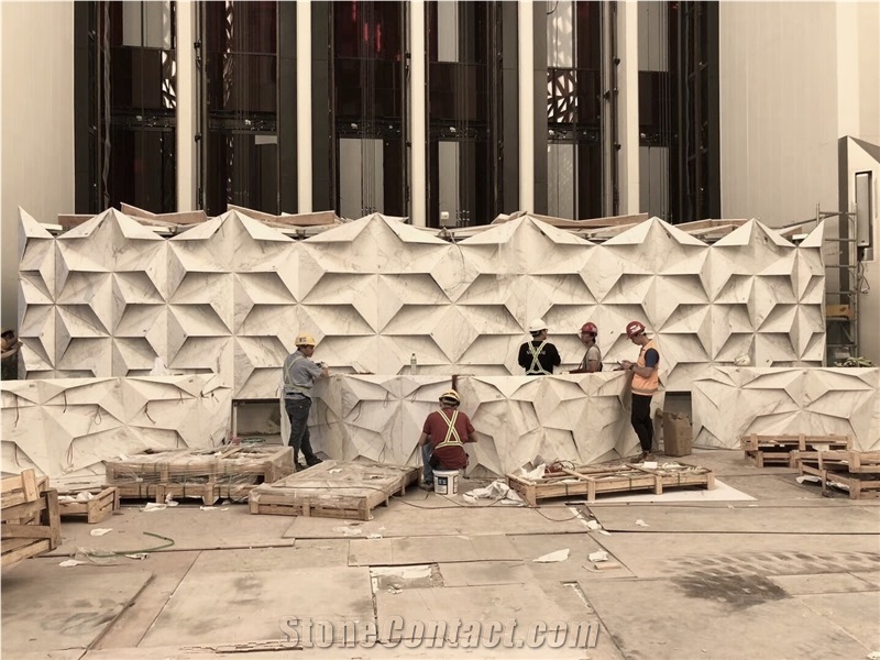 Carrara White Cnc Marble Interior 3d Wall Panel