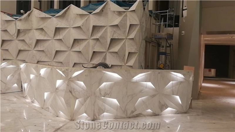 Carrara White Cnc Marble Interior 3d Wall Panel