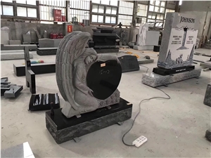 China Absolute Shanxi Black Granite Angel Heart Headstone, Gravestone