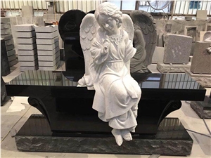 China Absolute Shanxi Black Granite Angel Heart Headstone, Gravestone