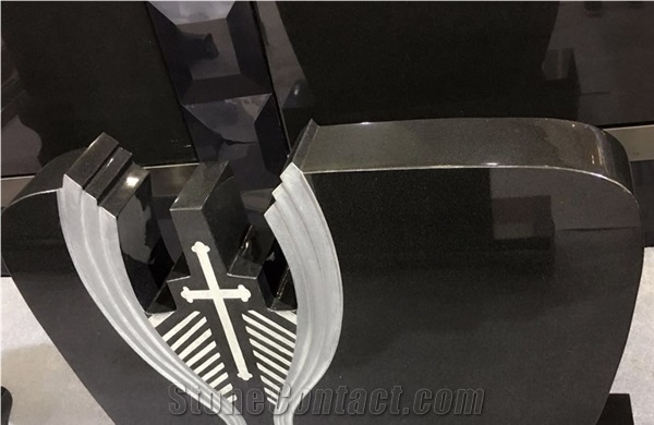 China Absolute Shanxi Black Granite Angel Heart Headstone, Gravestone