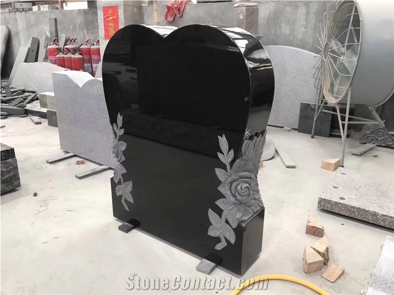 China Absolute Shanxi Black Granite Angel Heart Headstone, Gravestone