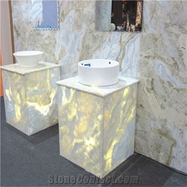 China Lemon Ice Marble Spring Blue River Sinks / Basin