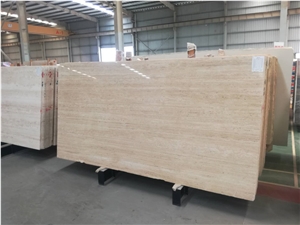 Crema Classico Beige Travertine Slab Honed Tiles Flooring