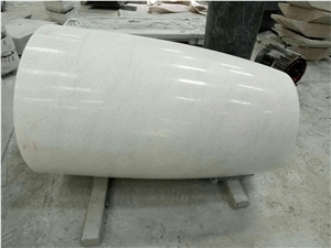 Crystal White Marble Pedestal Round Basin, Wash Sink