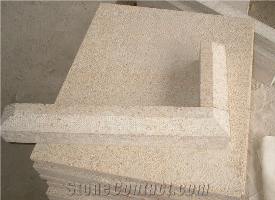 G682 Rust Yellow Granite Kerbstone Brush Hammered