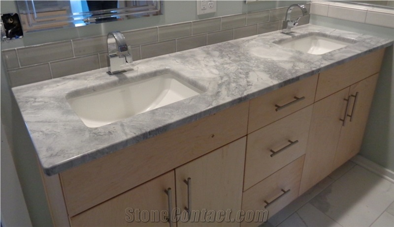 Grey Cloudy Marble Hotel Vanity Top / Countertop