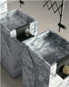 Invisible Blue Marble Pedestal Basin 5 Stars Hotel Decoration