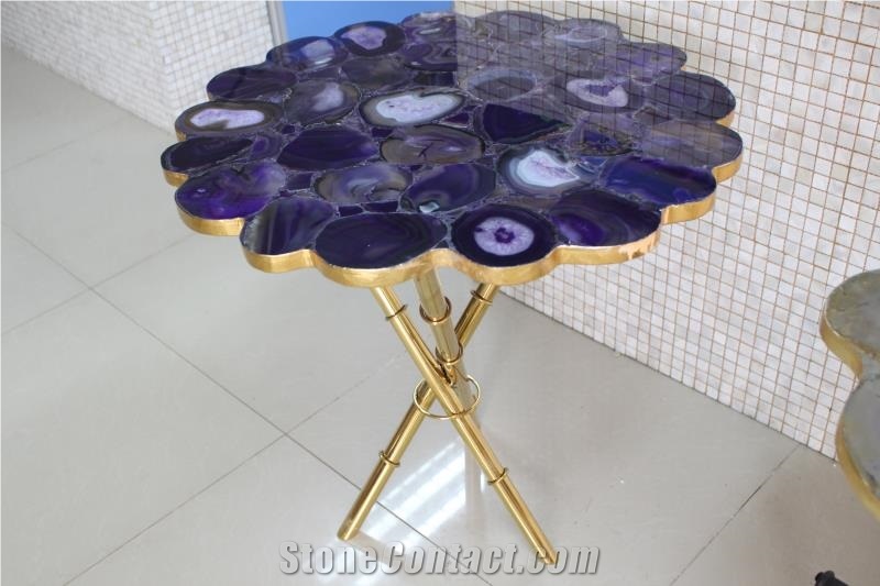 Light Purple/Lilac Semiprecious Stone Interior Table