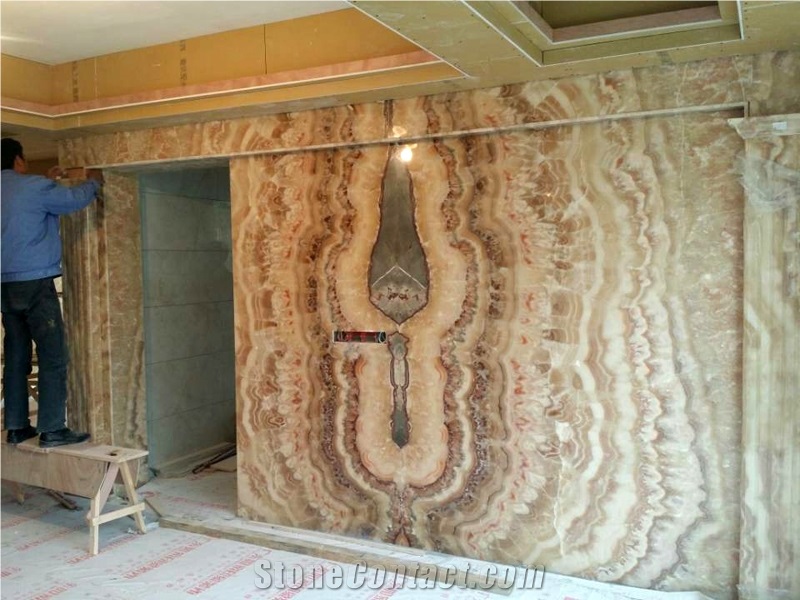 Onice Travertino Brown Onyx Wall Panel Tiles