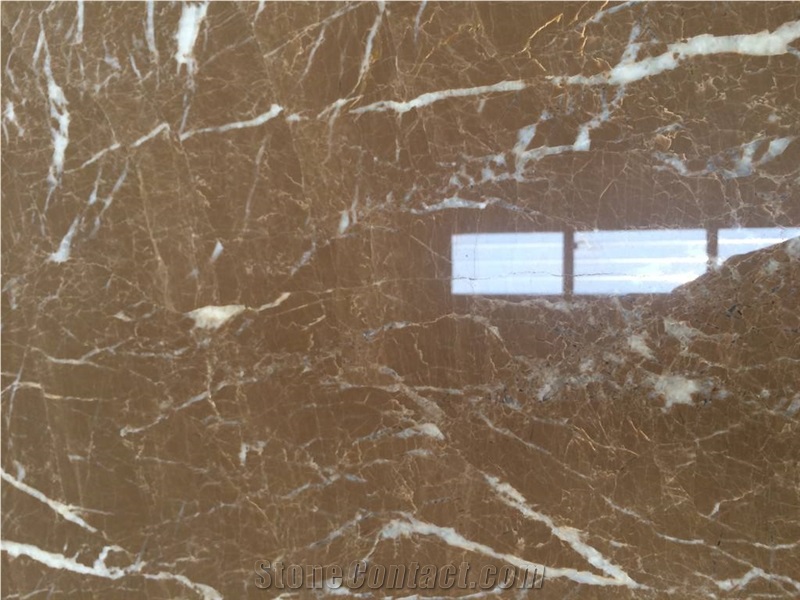 China Kozo Brown Marrone White Veins Texture Marble Slab