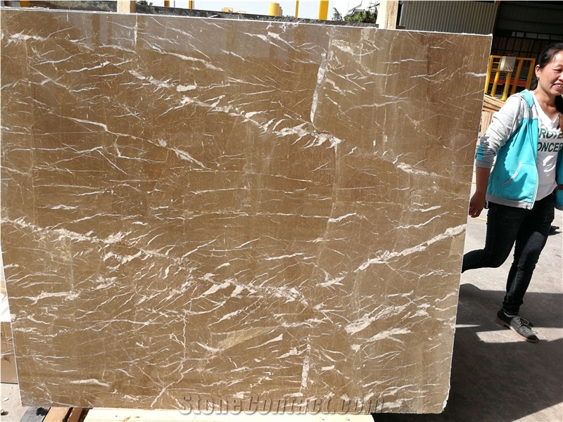China Kozo Brown Marrone White Veins Texture Marble Slab
