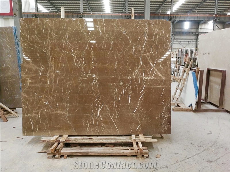 China Kozo Brown Marrone White Veins Texture Marble Slab