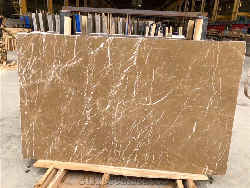China Kozo Brown Marrone White Veins Texture Marble Slab