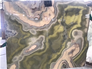 Light Green and White Onyx Slabs