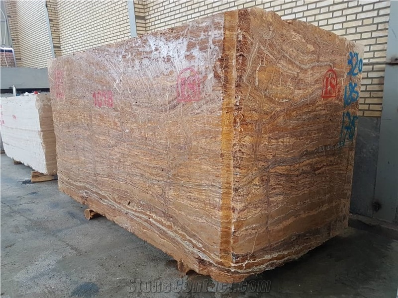 Walnut Travertine Blocks, Iran Brown Travertine