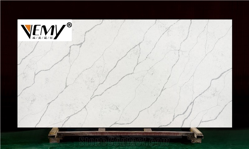 Vemy Quartz Slab Foshan Calacatta Quartz Stone