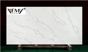 Vemy Quartz Slab Foshan Calacatta Quartz Stone