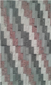 Wall Cladding Freckle Red, White, Black and Xiolit Ledge Stone