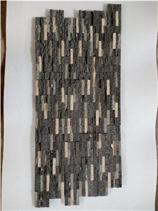 Wall Cladding Random Black, Cream, Sr Stone Mosaic