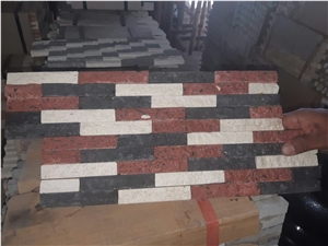 Wall Cladding Red, Black and White Stone Ledge Panels