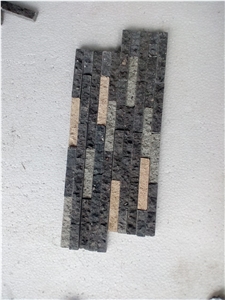 Well Cladding Random Black, Cream, and Sr Stone Veneer