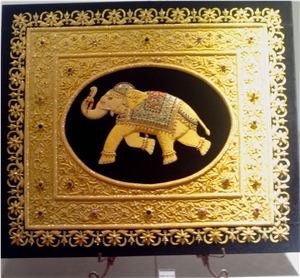 Jewel Carpet with Original Semi-Precious Stones, Silk, Gold Polished Copper Wire
