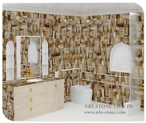 Square Cutting Natural Fossil Petrified Wood Table