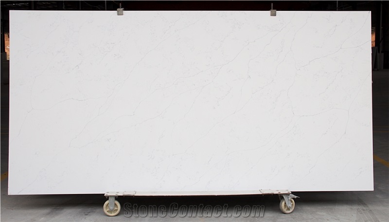 Artificial Bianco Venato Quartz Kitchen Prefab Slab