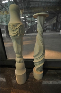 Beige Limestone Honed Balustrade Hand Carved