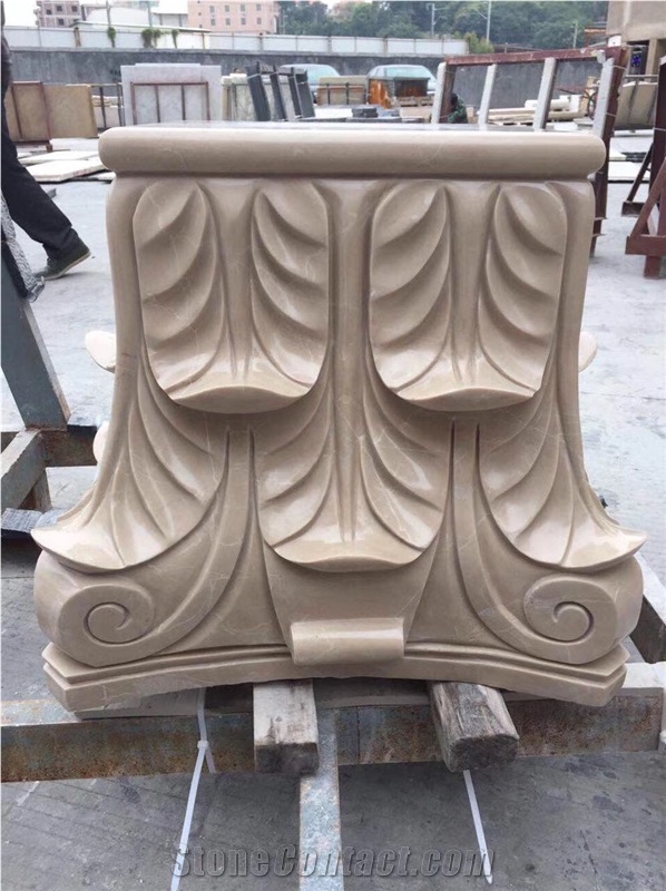 Beige Marble Hand Carving Roman Column Top&Base