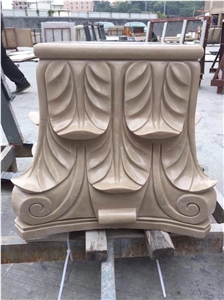 Beige Marble Hand Carving Roman Column Top&Base