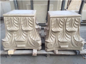 Beige Marble Polished Roman Column Base