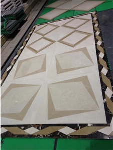 Beige Marble Square Floor Medallion Lobby Enterance