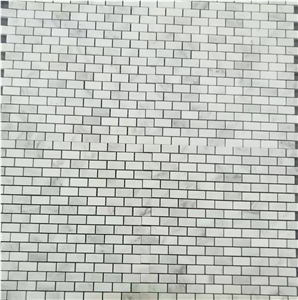 Bianco Carrara White Marble Brick Mosaic Pattern