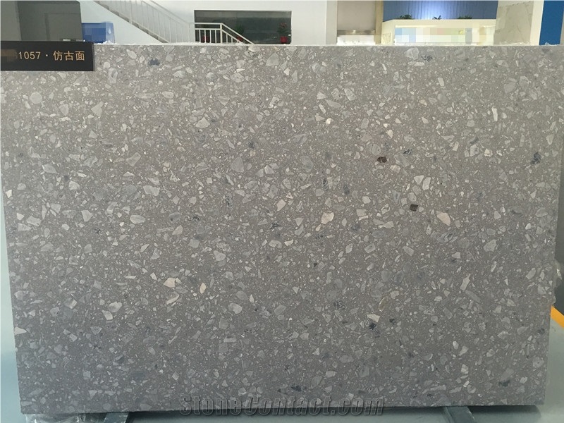 Big Quartz Chips Terrazzo Slab, Floor Tiles