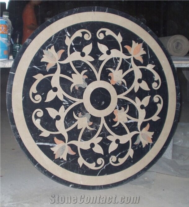Black Marquina Marble 3d Design Round Medallions