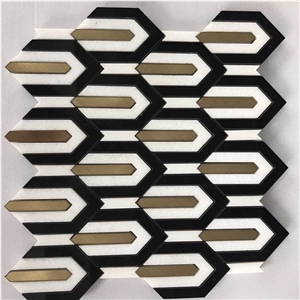Black & White Marble Art Mosaic Panel Tile