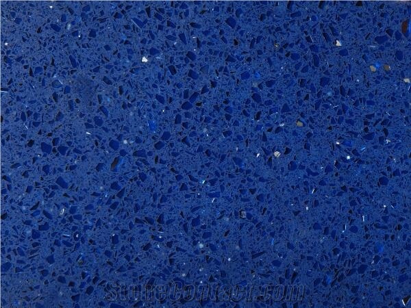 Blue Crystal Solid Quartz Stone Kitchen Slab