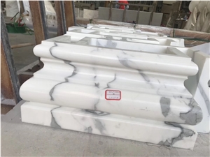 Calacatta Caldia Marble Column Base Border Lines
