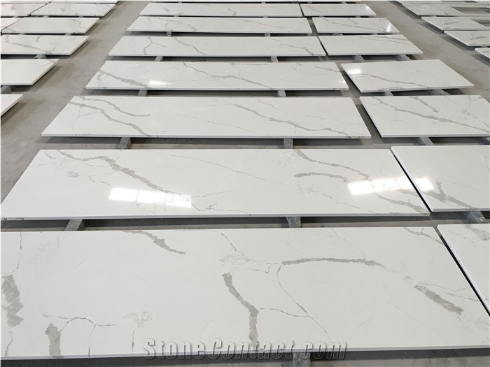 Calacatta Flutter Quartz Stone Kitchen Countertops Project
