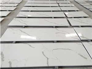 Calacatta Flutter Quartz Stone Kitchen Countertops Project