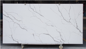Calacatta Flutter Quartz Stone Kitchen Countertops Project