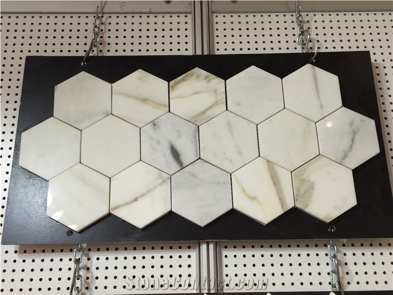 Calacatta Gold Marble Mosaic French Pattern Tiles